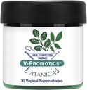 Vitanica V-Probiotics - Προβιοτικά για τις γυναίκες - Κολπικά Υποθετικά με Lactobacillus Rhamnosus, Gasseri & More - Γυναικεία Συμπληρώματα Υγείας - Pro Logo - 30 Κολπικές Υποθεσίες