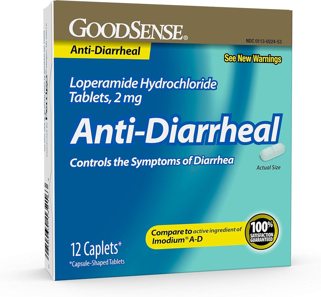 GoodSense Loperamide Hydrochloride Tablets, 2 mg, Anti- Diarrheal, 12 Count