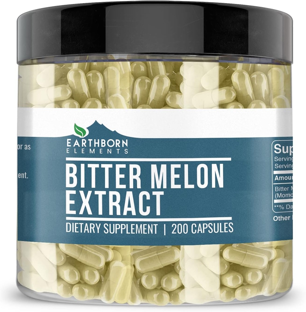 Earthborn Elements Bitter Melon 200 Capsules, Pure & Undiluted, No Additives