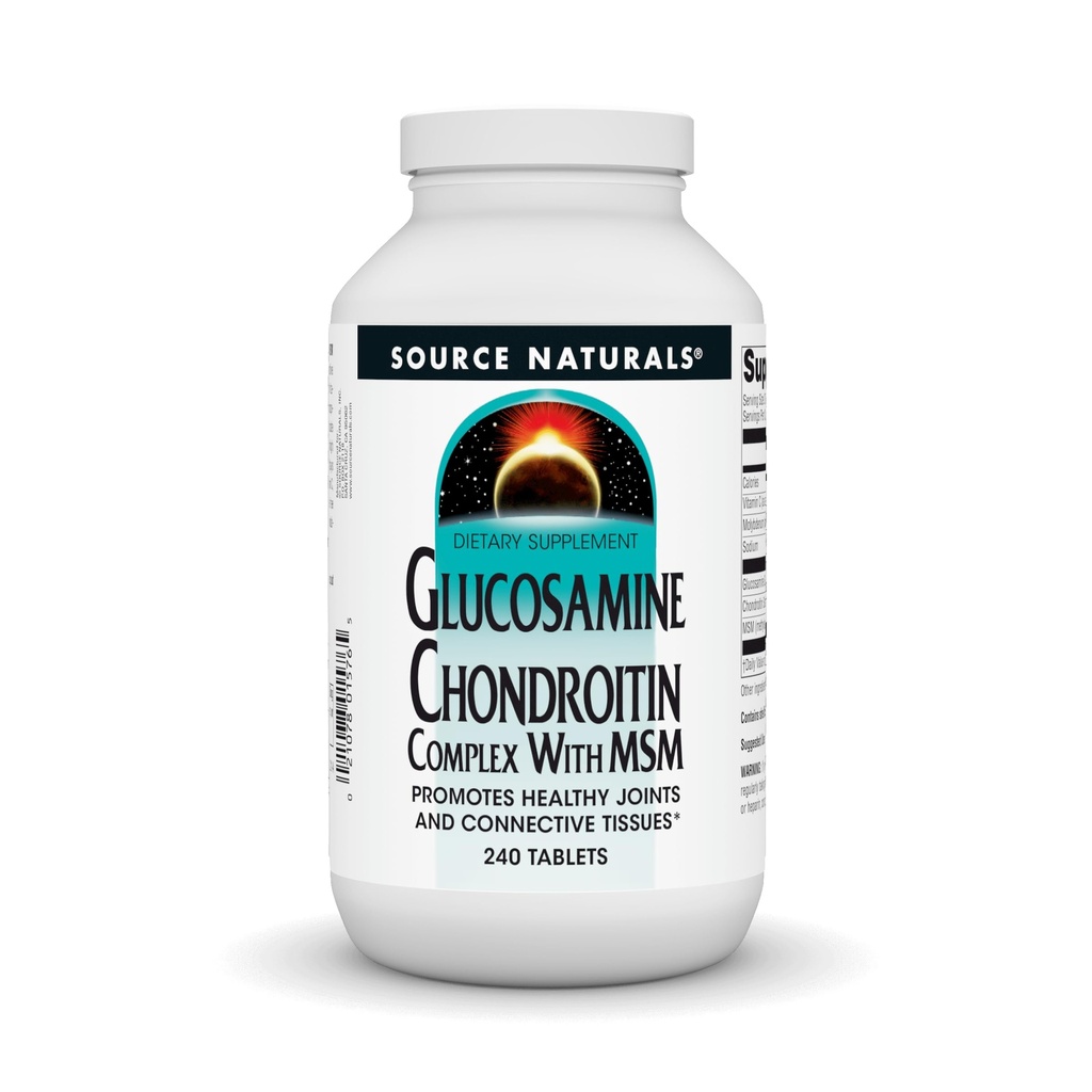 Source Naturals Glucosamine Chondroitin Complex with MSM, Promotes Healthy Joints and Connective Tosues* - 240 Tablets