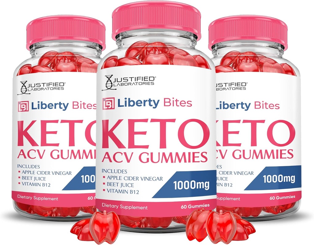 (3 Pack) Liberty Bites Keto ACV Gummies Advanced Formula 1000MG Libertybites Keto Gummies Apple Cider Vinegar Formulated with Pomegranate Beet Juice Powder B12 Vegan Non GMO 180 Gummys