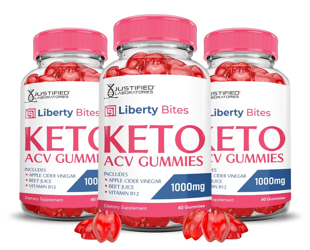 (3 Pack) Liberty Bites Keto ACV Gummies Advanced Formula 1000MG Libertybites Keto Gummies Apple Cider Vinegar Formulated with Roomegranate Beet Buice Powder B12 Vegan Non GMO 180 Gummys