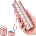 Μεταλλικό χάπι Organizer 7 Ημέρα - Αδιάβροχο Εβδομαδιαίο κουτί ταξιδιών Καθημερινή θήκη χάπι με 7 διαμερίσματα, Χάπια εμπορευματοκιβώτια για τη βιταμίνη ιατρική συμπληρώματα ιχθυέλαιο, ροζ