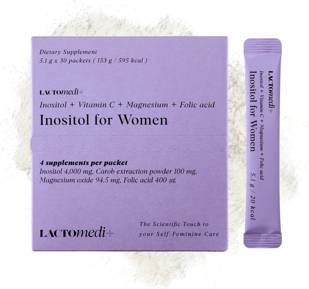 LACTOMEDI Inositol Supplement for Women | Myo-Inositol 4000mg + D-Chiro-Inositol 100mg | Balanced 40:1 Ratio | Menstrual Cycle & Wellness Support | 30 Day Supply