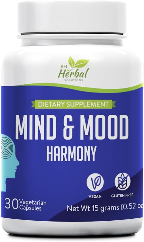 Mind and Mood Harmony - Βελτιωμένη σαφήνεια και εστίαση - Ισορροπία Swings - Υποστήριξη Συναισθηματικός Κανονισμός - Μη Νυσταγμένη Φόρμουλα - 100% Βότανο και Φυσικό