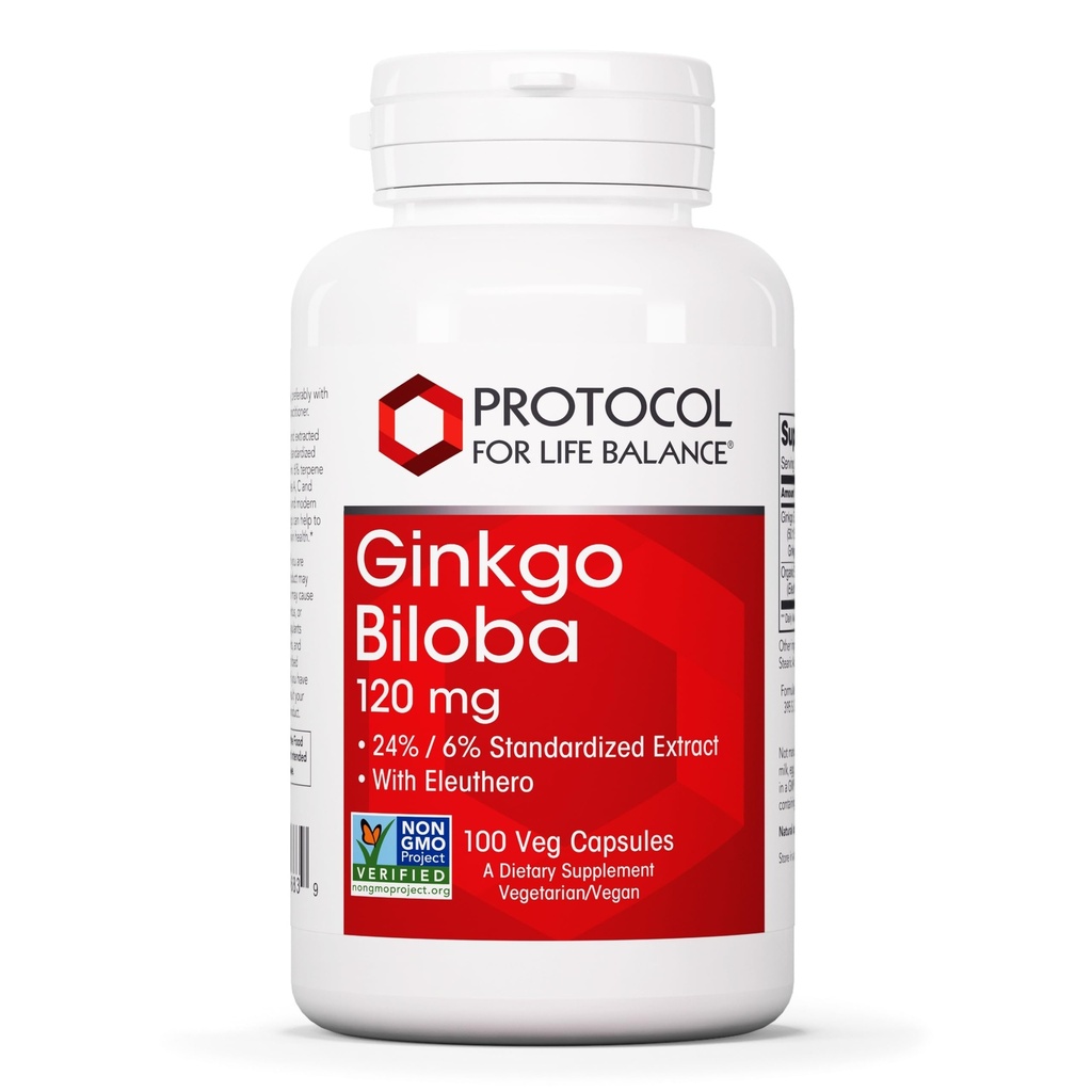 ΠΡΩΤΟΚΟΛΛΟ ΓΙΑ ΖΩΗ ΥΠΟΛΟΙΠΗ Ginkgo Biloba - 120 mg Ginkgo Biloba Extract - με το Eleuthero - για την υποστήριξη της Εγκεφαλικής Υγείας & Κυκλοφορίας του Αίματος - Γαλακτοκομικά Χωρίς & Μη ΓΤΟ - 100 κάψουλες Veg