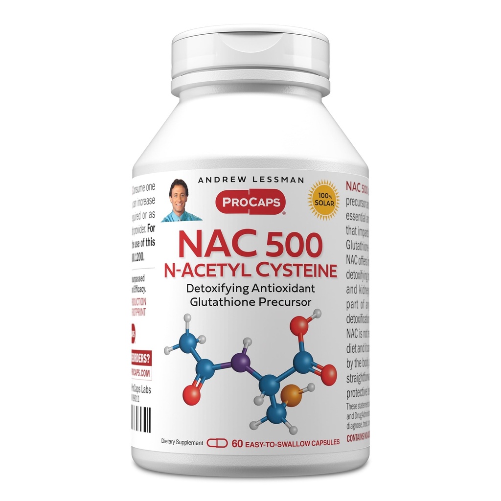 ANDREW LESSMAN NAC-500 N-Acetyl Cysteine 60 Κάψουλες - Βοηθά στην καταπολέμηση της καθημερινής επίθεσης των ελεύθερων ριζικών, προστατεύει τον εγκέφαλο, την καρδιά, τους πνεύμονες, το συκώτι, τα νεφρά. Αποτοξινωτικό Αντιοξειδωτικό. Χωρίς πρόσθετα