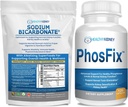 Organic Sodium Bicarbonate Alkaline Supplement Bundle 2LB Powder for Alkalinity, Kidney & Acid Support + PhosFix 120 Pills Phosphorus Binder for Healthy Phosphorus Levels & Kidney Health Renal Support