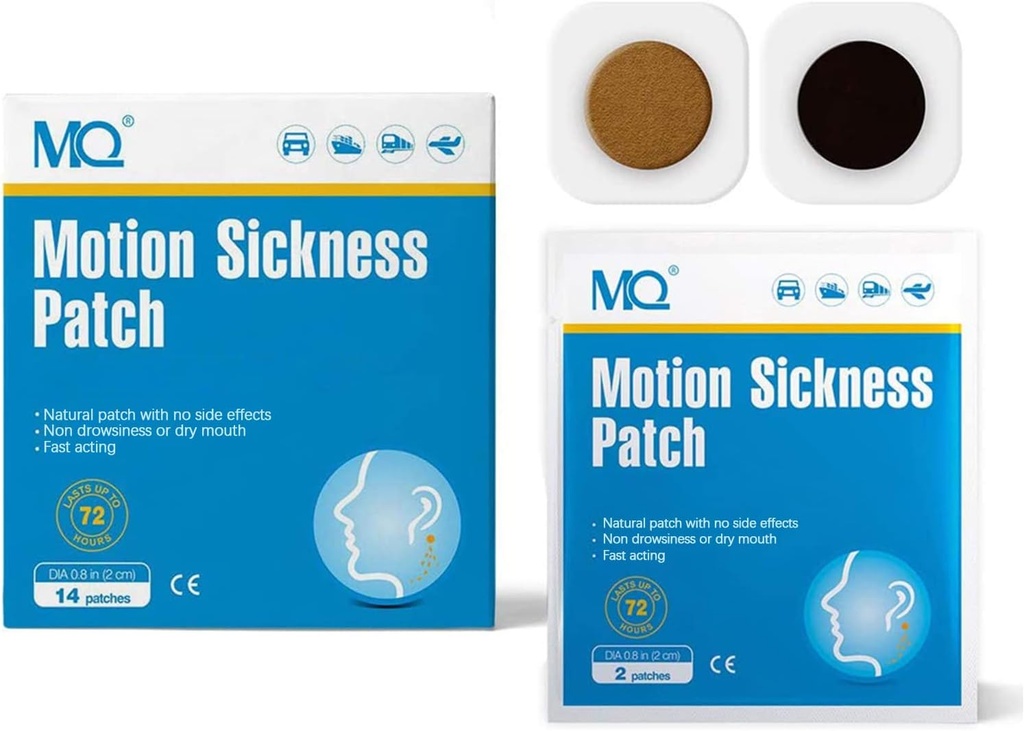 MQ 42ct Κίνηση Ασθένεια Patches Μη Νυσταγμένος, Θαλάσσια Ασθένεια Patches για Cruise Travel Απαραίτητα, Αδιάβροχο Patch Πίσω από το αυτί για το αεροπλάνο Υψόμετρο Ασθενείας, Long Last 72H