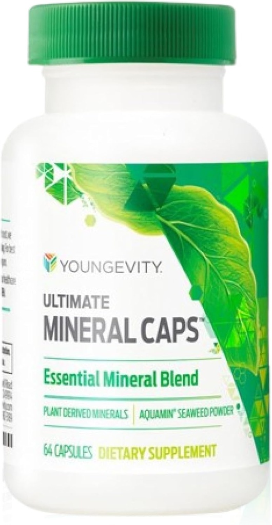 Youngevity Ultimate Mineral CapsTM - 70+ Essential Full Spectrum Trace Minerals - Nutrient-Dense, Derived from Humic & Aquamin Seaweed (64 Κάψουλα) (Pack of 4)