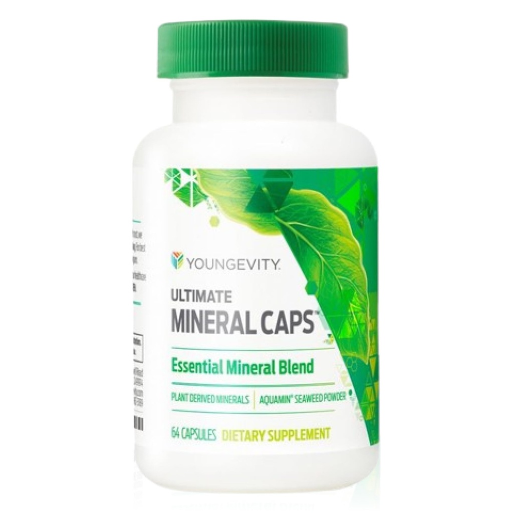 Youngevity Ultimate Mineral CapsTM - 70+ Essential Full Spectrum Trace Minerals - Nutrient-Dense, Derived from Humic & Aquamin Seaweed (64 Κάψουλα) (Pack of 4)