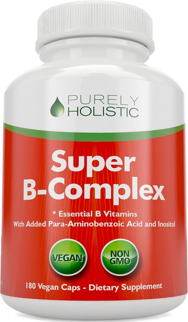Βιταμίνη B Complex - 8 Super B Complex Βιταμίνες με Χολίνη & Ινοσιτόλη, Βιταμίνες B1, B2, B3, B5, B6, B8, B9 & B12 - B100 Complex - 180 Vegan Κάψουλες - 6 Μήνες Προμήθεια - Κατασκευάζεται στις ΗΠΑ