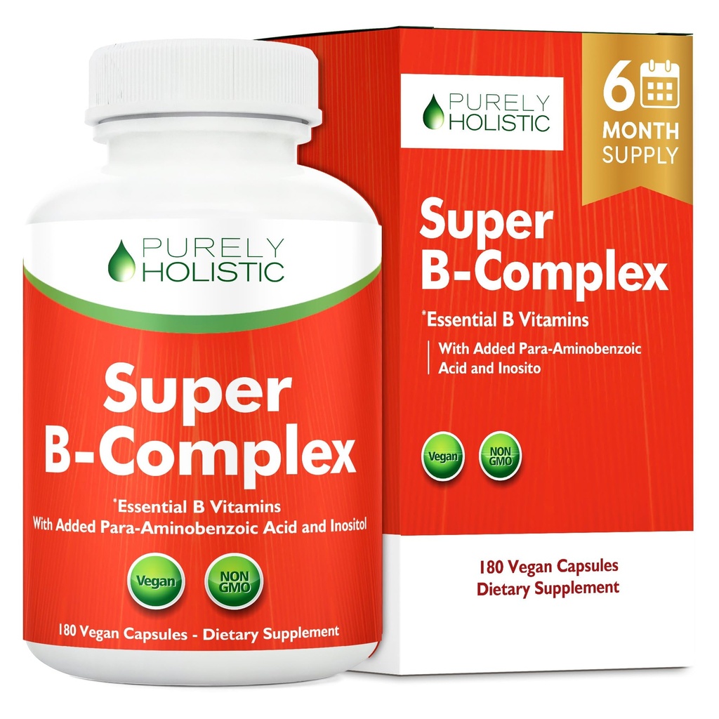 Βιταμίνη B Complex - 8 Super B Complex Βιταμίνες με Χολίνη & Ινοσιτόλη, Βιταμίνες B1, B2, B3, B5, B6, B8, B9 & B12 - B100 Complex - 180 Vegan Κάψουλες - 6 Μήνες Προμήθεια - Κατασκευάζεται στις ΗΠΑ