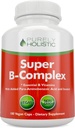 Βιταμίνη B Complex - 8 Super B Complex Βιταμίνες με Χολίνη & Ινοσιτόλη, Βιταμίνες B1, B2, B3, B5, B6, B8, B9 & B12 - B100 Complex - 180 Vegan Κάψουλες - 6 Μήνες Προμήθεια - Κατασκευάζεται στις ΗΠΑ