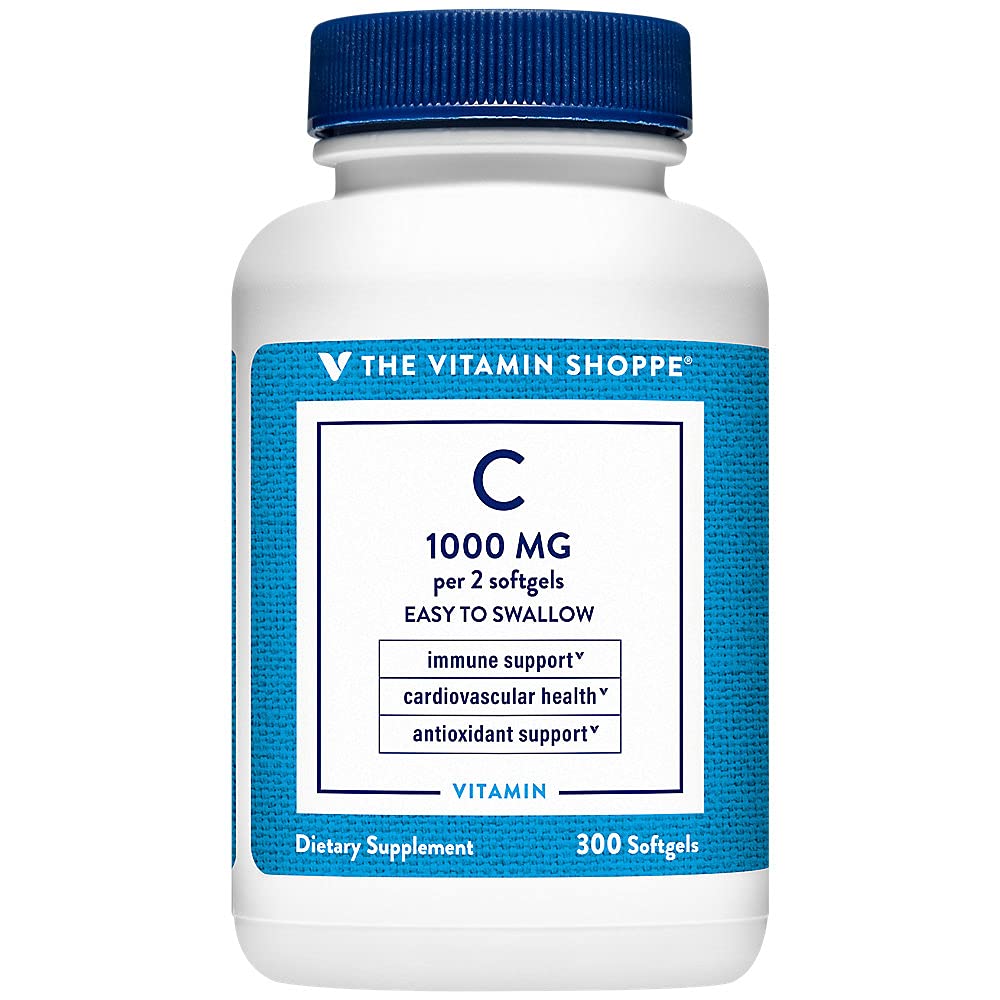 Η βιταμίνη Shoppe βιταμίνη C 1.000MG, εύκολο να καταπιούν, αντιοξειδωτικό που υποστηρίζει την ανοσοποιητική και καρδιοαγγειακή υγεία (300 Softgels)