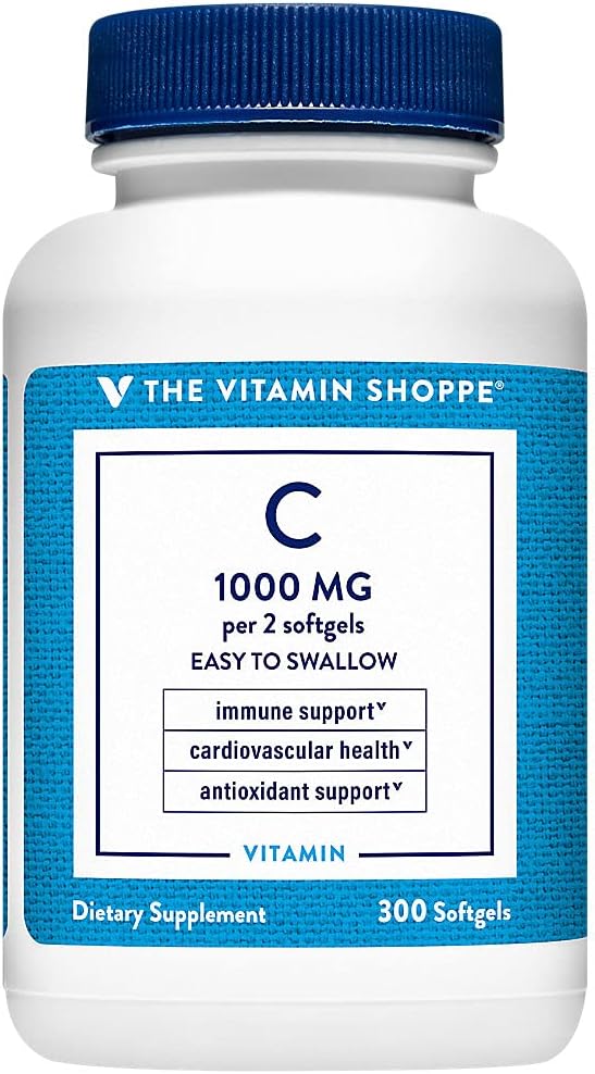 Η βιταμίνη Shoppe βιταμίνη C 1.000MG, εύκολο να καταπιούν, αντιοξειδωτικό που υποστηρίζει την ανοσοποιητική και καρδιοαγγειακή υγεία (300 Softgels)