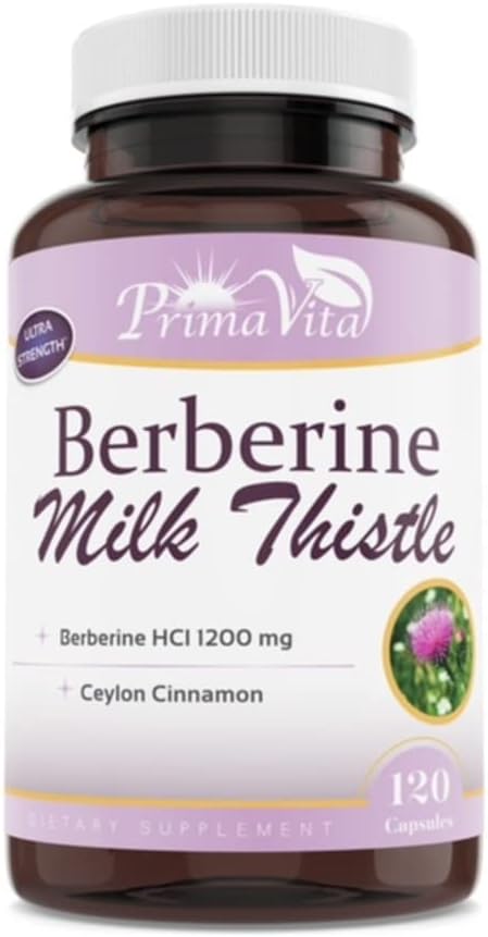 Berberine HCL 1200mg with Milk Thistle and Ceylon Cinnamon, Ampk Metabolic Activator, Healthy Immune System and Gastrointestinal Wellness, 40 Servings, 120 Veggie Capsules