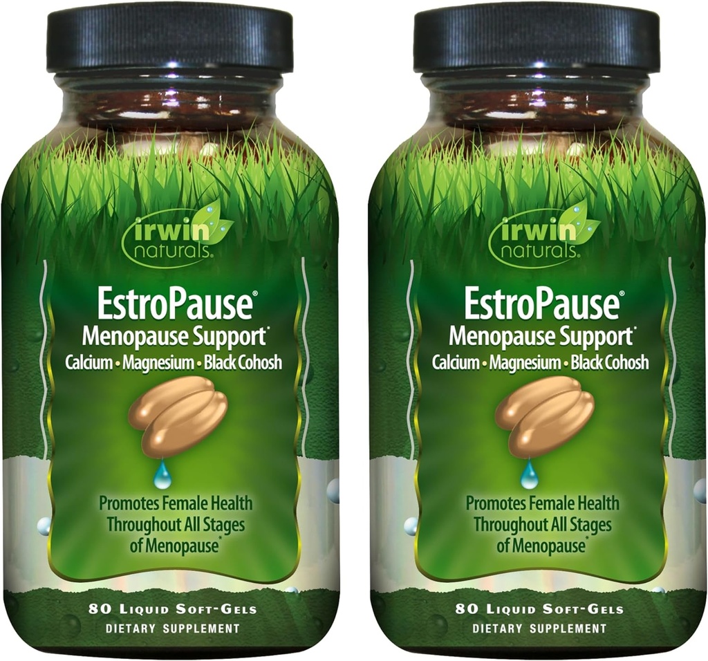 Irwin Naturals EstroPause Εμμηνόπαυση & Υποστήριξη για την Υγεία των Γυναικών – 80 Liquid Soft-Gels – Gentle Hormonal Balance Formula - 2 Pack