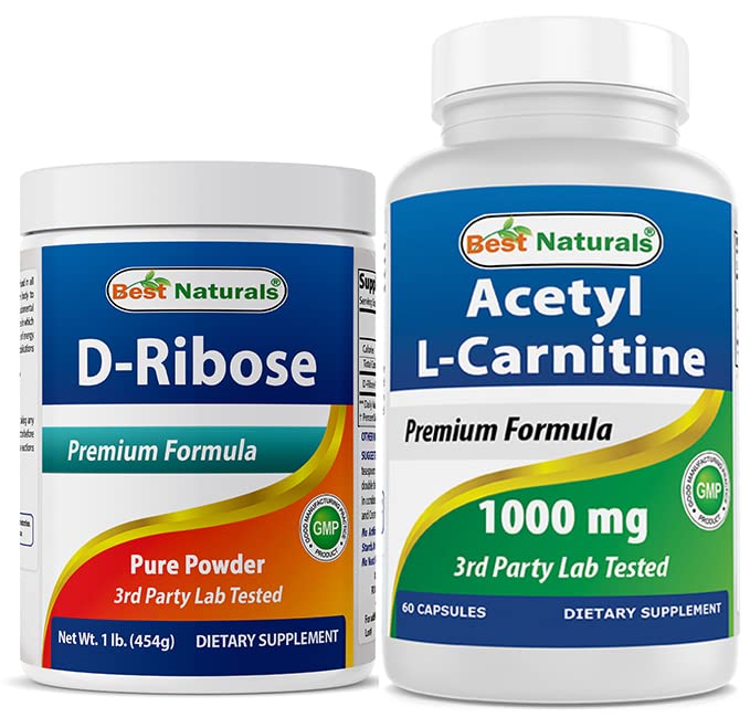 Best Naturals D-Ribose Powder 1 Pound & Acetyl L-Carnitine 1000mg