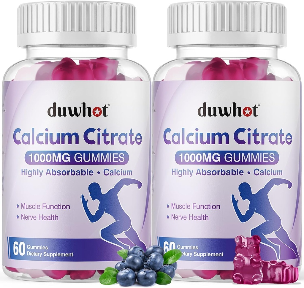 Calcium Citrate Gummies, Chewable Calcium Citrate 1000mg for Bone, Muscle & Immune Support, Ultimate Absorption Calcium Supplements for Women & Men, Blueberry,120 Chews