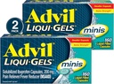 Advil Liqui-Gels minis Pain Reliever and Fever Reducer, Pain Medicine for Adults with Ibuprofen 200mg for Pain Relief - 2x160 Liquid Filled Capsles