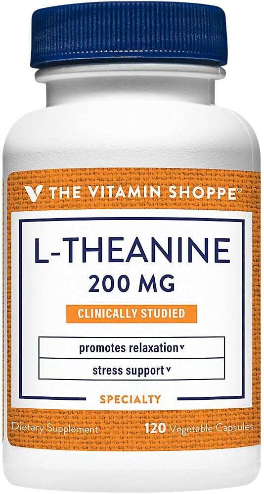 L-Theanine, Clinically Studied - Promotes Relaxation & Stress Support - 200 MG, 120 Vegetable Capsules, 120 Servings by the Vitamin Shoppe