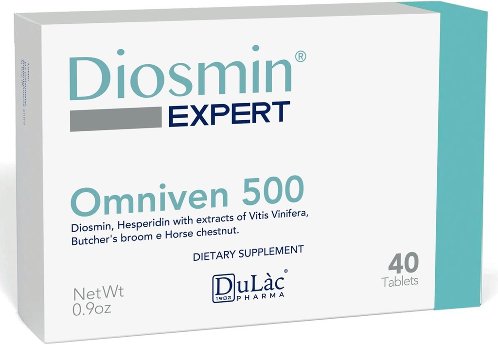 Dulàc - Omniven 500- 40 δισκία Diosmin, εκχύλισμα αλόγου Chestnut, Butchers Broom, Hesperidin. Συμπλήρωμα διατροφής, Κατασκευασμένο στην Ιταλία