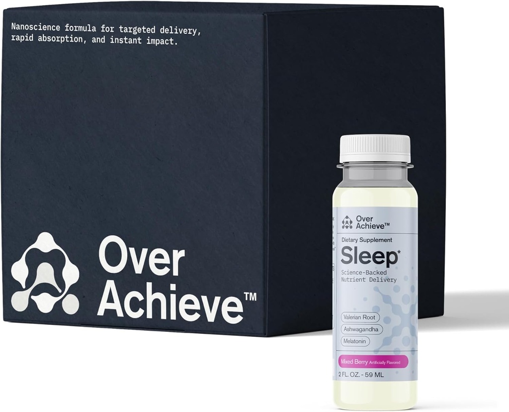 Sleep Drink with Advanced Nanoscience Technology - Περιέχει μελατονίνη, Ashwagandha και Valerian Root - 12 Pack Liquid Sleeping Aid Help Fall Asleep Γρηγορότερα, Mix Berries 2oz