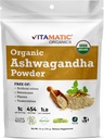 Vitamatic Certified USDA Organic Ashwagandha Powder – 1 lb (16 oz) Withania Somnifera 