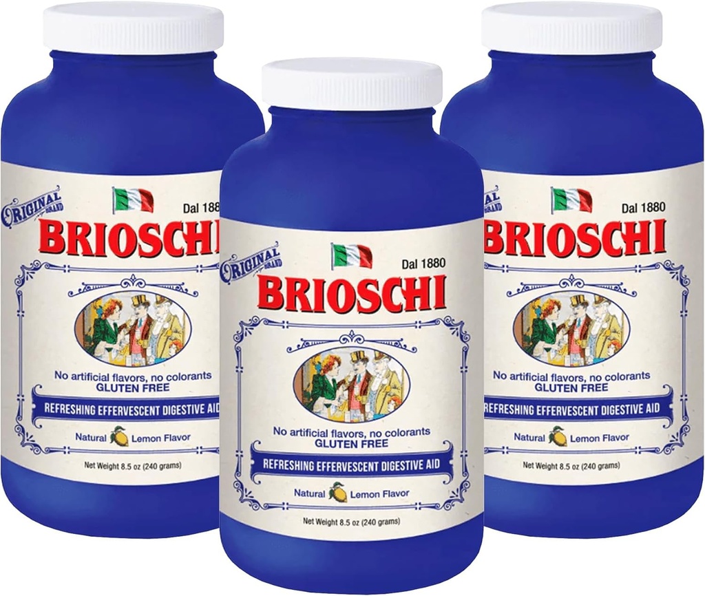 Brioschi Ιταλικό Λεμόνι Γεύση Αναβράζοντα Heartburn, Αναστατωμένο Στομάχι, Οξύ Δυσπεψία, Φιάλη 8.5 oz (πακέτο των 3)