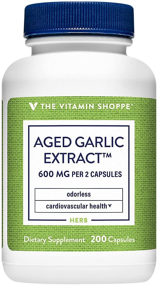 The Vitamin Shoppe Odorless Aged Garlic Extract - Supports Cardiovascular Health - 600 MG (200 Capsules)