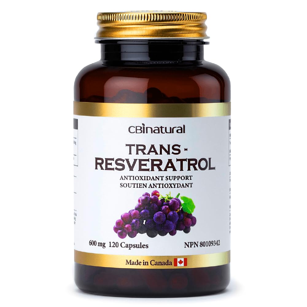 Trans-Resveratrol 600mg, High Potency Antioxidant, Supports Cellular Health & Healthy Aging, 120 Vegan Capsules, 4-Month Supply, Non-GMO, Gluten Free