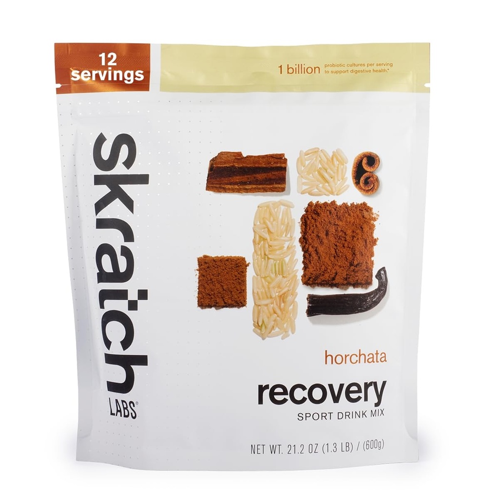 Skratch Labs Post Workout Recovery Drink Mix with Horchata, (21,2 oz, 12 Servings) with Complete Milk Protein of Casein and Whey and Probiotics, Gluten Free, Kosher, Vegetarian