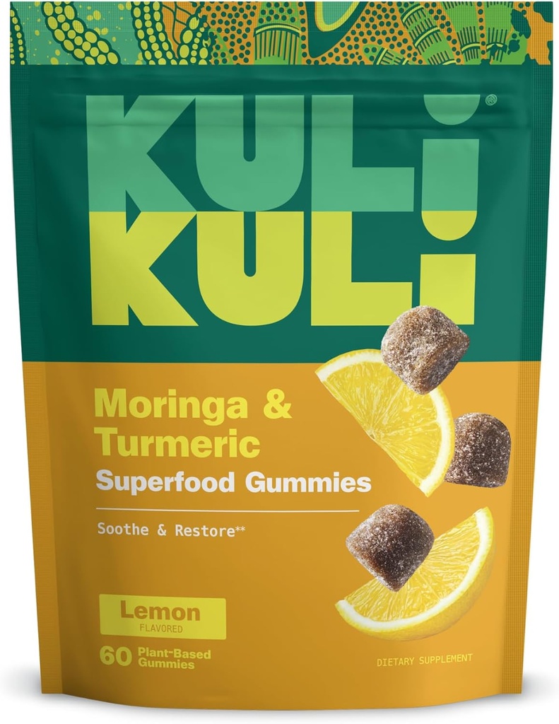 Kuli Kuli Super Energy Gummies - Ενεργειακά Συμπληρώματα με Moringa, Caffeine-Free Natural Energy Booster - 60 Μη ΓΤΟ, Χωρίς γλουτένη Moringa Gummies