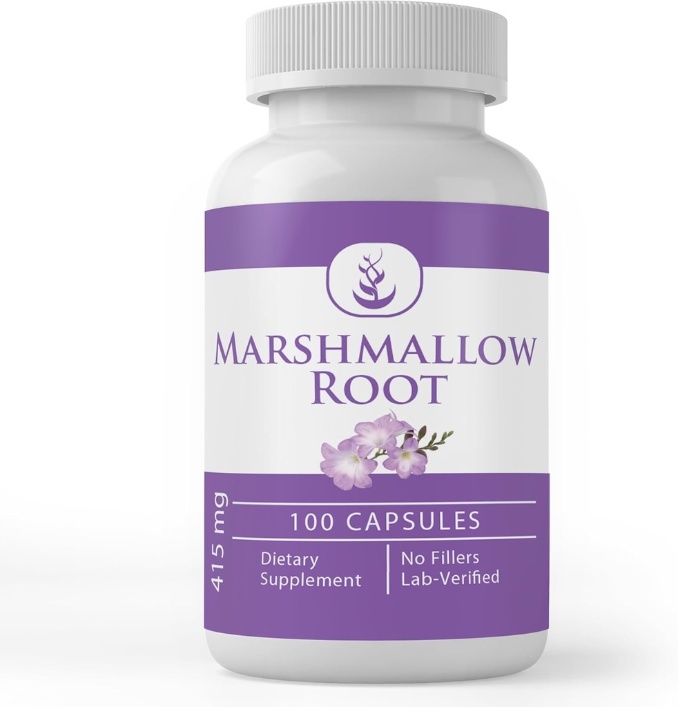 Αμιγώς πρωτότυπα συστατικά Marshmallow Root, (100 κάψουλες) Πάντα καθαρό, χωρίς πρόσθετα ή πληρωτικά, Lab Επαληθευμένο