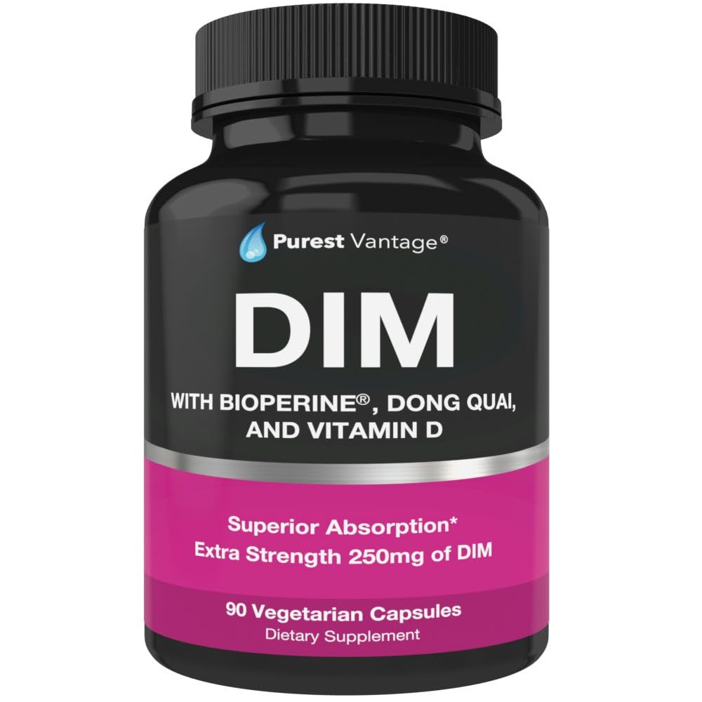 Συμπλήρωμα DIM 250mg Diindolylmethane Plus BioPerine και Dong Quai - Υποστήριξη ισορροπίας ορμονών για γυναίκες και άνδρες, Εμμηνόπαυση και οιστρογόνα Υποστήριξη - 90 κάψουλες χορτοφάγων