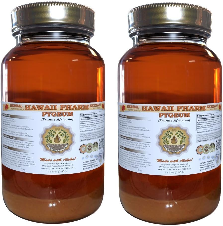 Pygeum Liquid Extract, Pygeum (Pygeum Africanum) Βάμμα, συμπλήρωμα βοτάνων, Hawaii Pharm, Made in USA, 2x32 fl.oz
