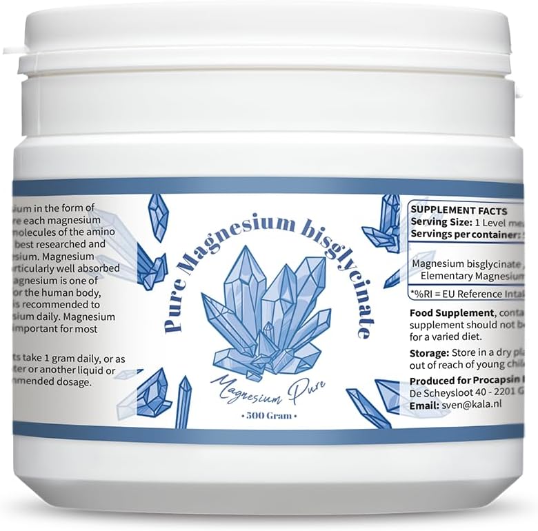 Αμιγής σκόνη διγλυκινικό μαγνήσιο - διγλυκινικό 200mg στοιχειακό μαγνήσιο ανά γραμμάριο - Χωρίς μαγ. Στεατικό (500)