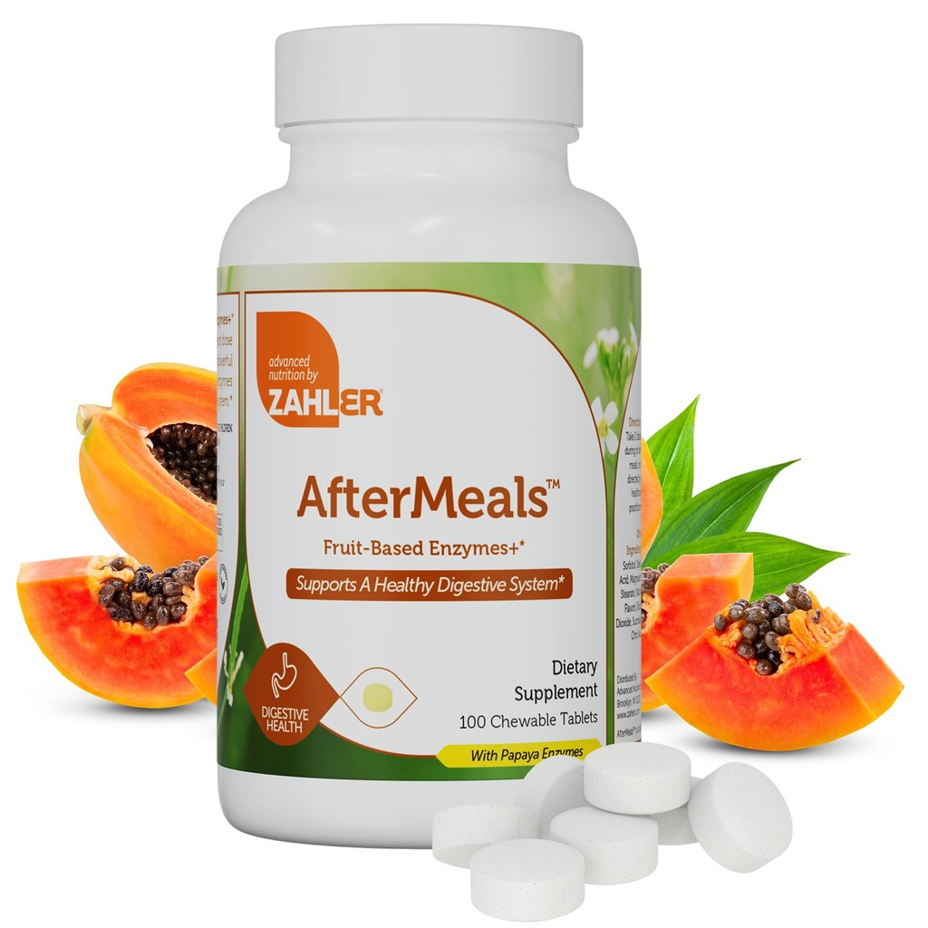 Zahler AfterMeals Digestive Enzymes for Digestion Health - Chewable Fruit-based Digestive Enzymes for Women & Men with The Power of Papaya and Pineapple - Kosher Gluten Free Made in USA (100 Tablets)