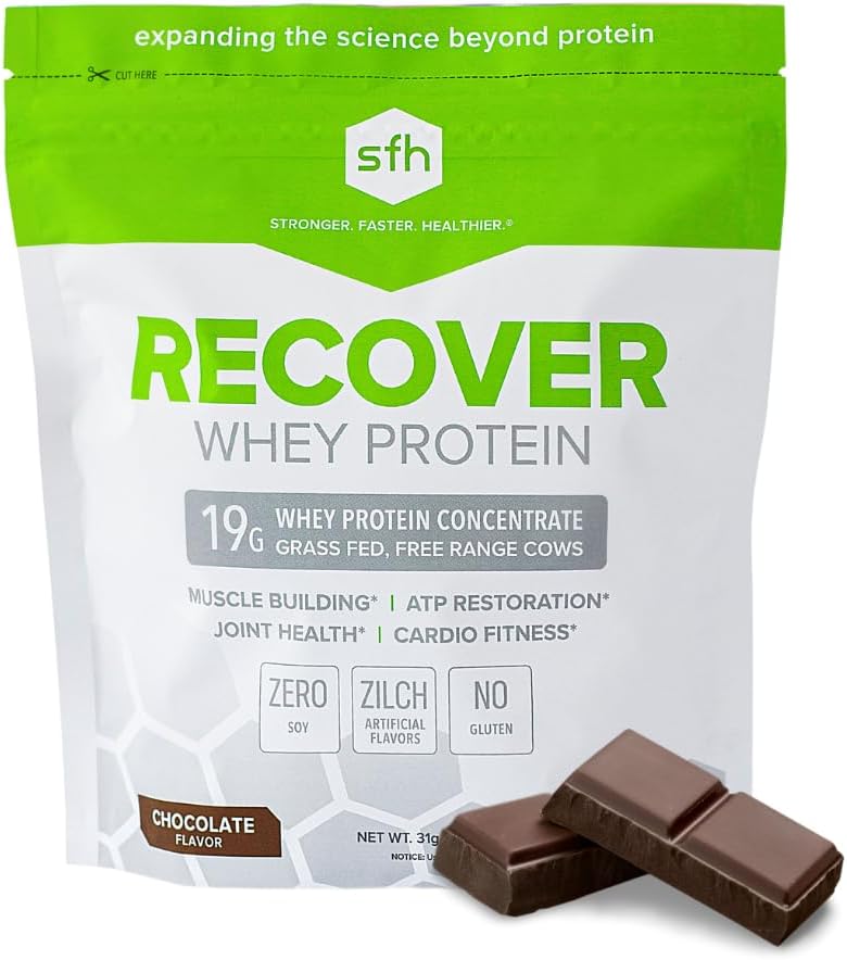 SFH Recover Whey Protein Powder (Chocolate) Great Tasting Grass Fed Whey for Post Workout 