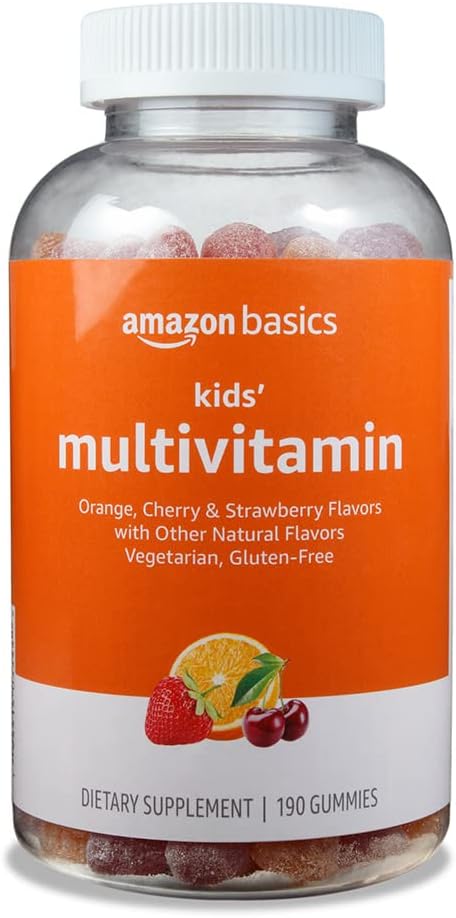 Βασικά Παιδική πολυβιταμίνη, 190 Gummies, Πορτοκάλι, Κεράσι & Φράουλα (Πρώην Solimo)