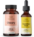 HERBAMAMA Chicory and Dandelion Kit - Bundle των 1200 mg Chicory Root Capses & Dandelion Root Tincture 2 fl oz - Vegan, μη GMO, Ζάχαρη & Αλκοόλ- Δωρεάν - 2 Pack