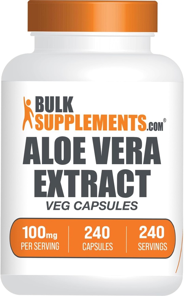 BulkSupplements.com Κάψουλες Aloe Vera - εκχύλισμα Aloe Vera, συμπλήρωμα Aloe Vera - συμπλήρωμα βοτάνων, χωρίς γλουτένη, 1 κάψουλα ανά υπηρεσία, 240 κάψουλες Veg (πακέτο του 1)