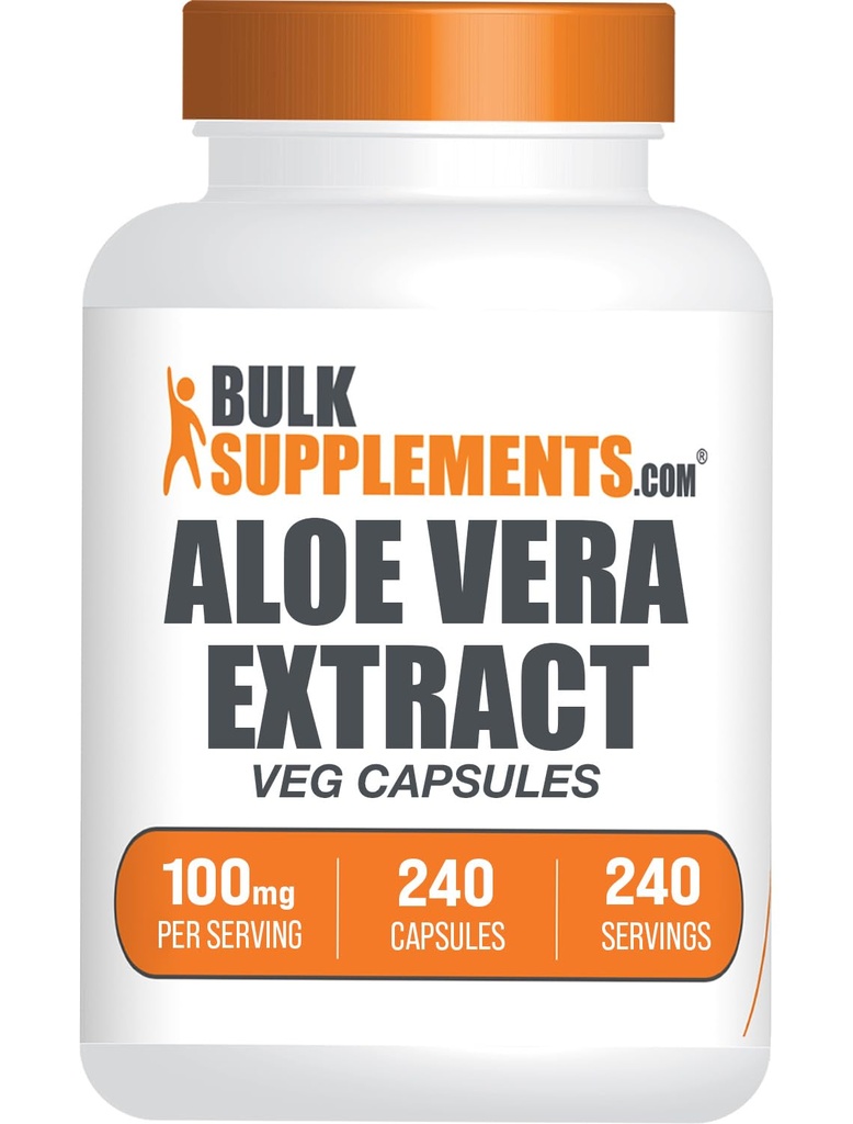 BulkSupplements.com Κάψουλες Aloe Vera - εκχύλισμα Aloe Vera, συμπλήρωμα Aloe Vera - συμπλήρωμα βοτάνων, χωρίς γλουτένη, 1 κάψουλα ανά υπηρεσία, 240 κάψουλες Veg (πακέτο του 1)