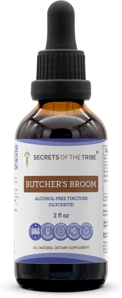 Μυστικά του Broom Liquid Extract του χασάπη της φυλής, Butcher's Broom (Ruscus aculeatus) Αποξηραμένο συμπλήρωμα ριζικής βαφής (2 FL OZ)