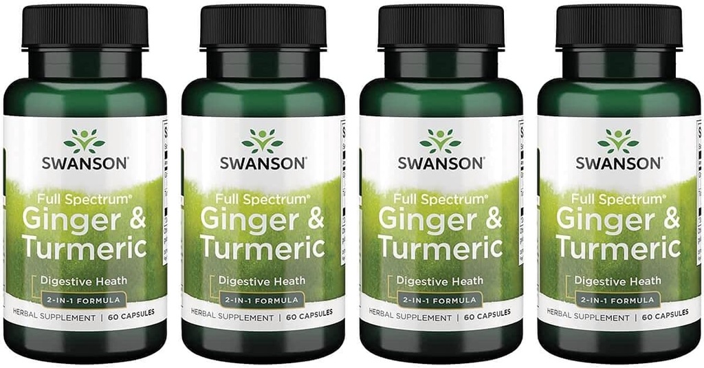 Σουάνσον Full Spectrum Ginger & Turmeric 60 κάψουλες 4 Συσκευασία