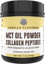 Keto MCT Oil Powder + Collagen + Prebiotic Acacia Fiber, Vanilla Flavor, 16oz. MCT Oil Powder from Coconuts. Grass Fed Collagen, Ιδανικό για Keto, 0 Net Carb, Stevia, Erythritol, πόσιμο σε σκόνη