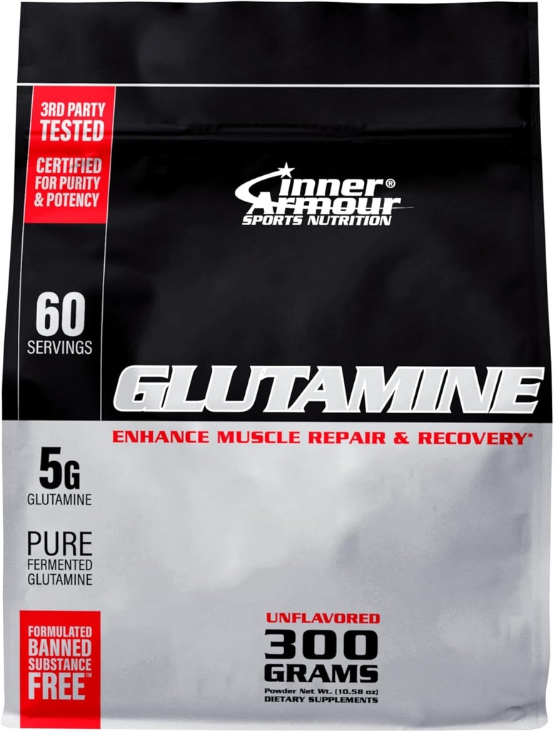 Pure Glutamine Powder – Post Workout Recovery – Muscle Growth – Immune System Function - Fast Dissolving, Flavor-Free, Vegan-Friendly Fitness Supplement - 300 gr or 60 Servings