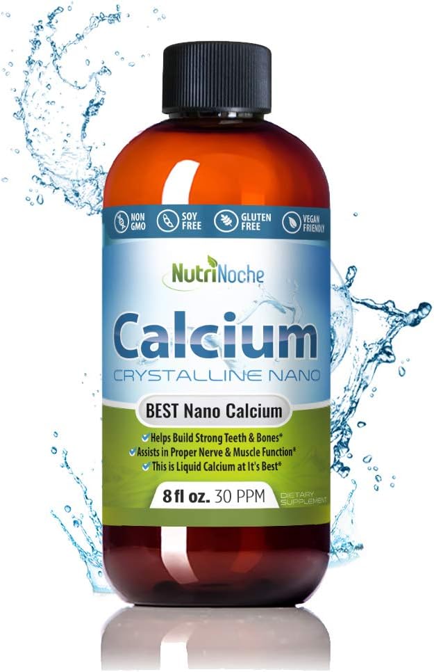 NutriNoche Liquid Calcium Supplement - 99,99% Ultra Pure Crystalline Nano Calcium for Women, Men & Children - Calcium Citrate Alternative - Absorbed at a Cellular Level Υπογλώσσια - 30 ppm