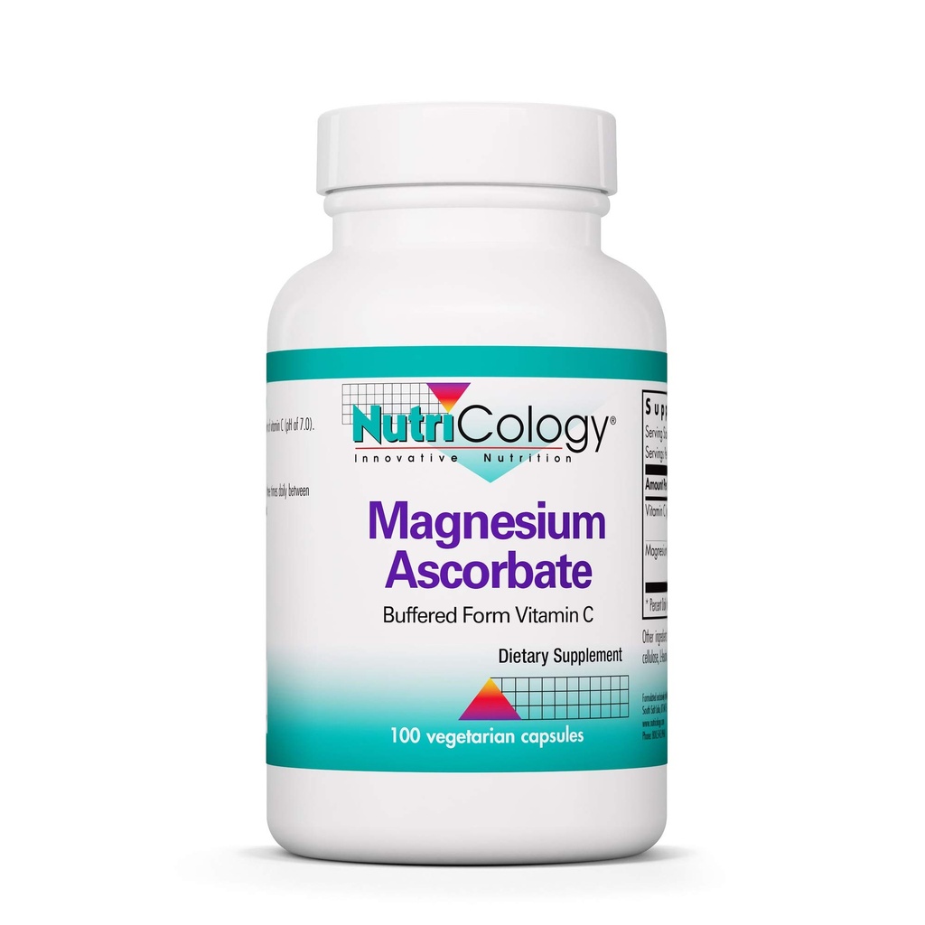 Nutricology Συμπλήρωμα ασκορβικού μαγνήσιου - 1000mg Buffered Vitamin C, Ανοσολογική Υποστήριξη, Μαγνήσιο Σκόνη, Κτηνοτροφικές Κάψουλες - 100 Count